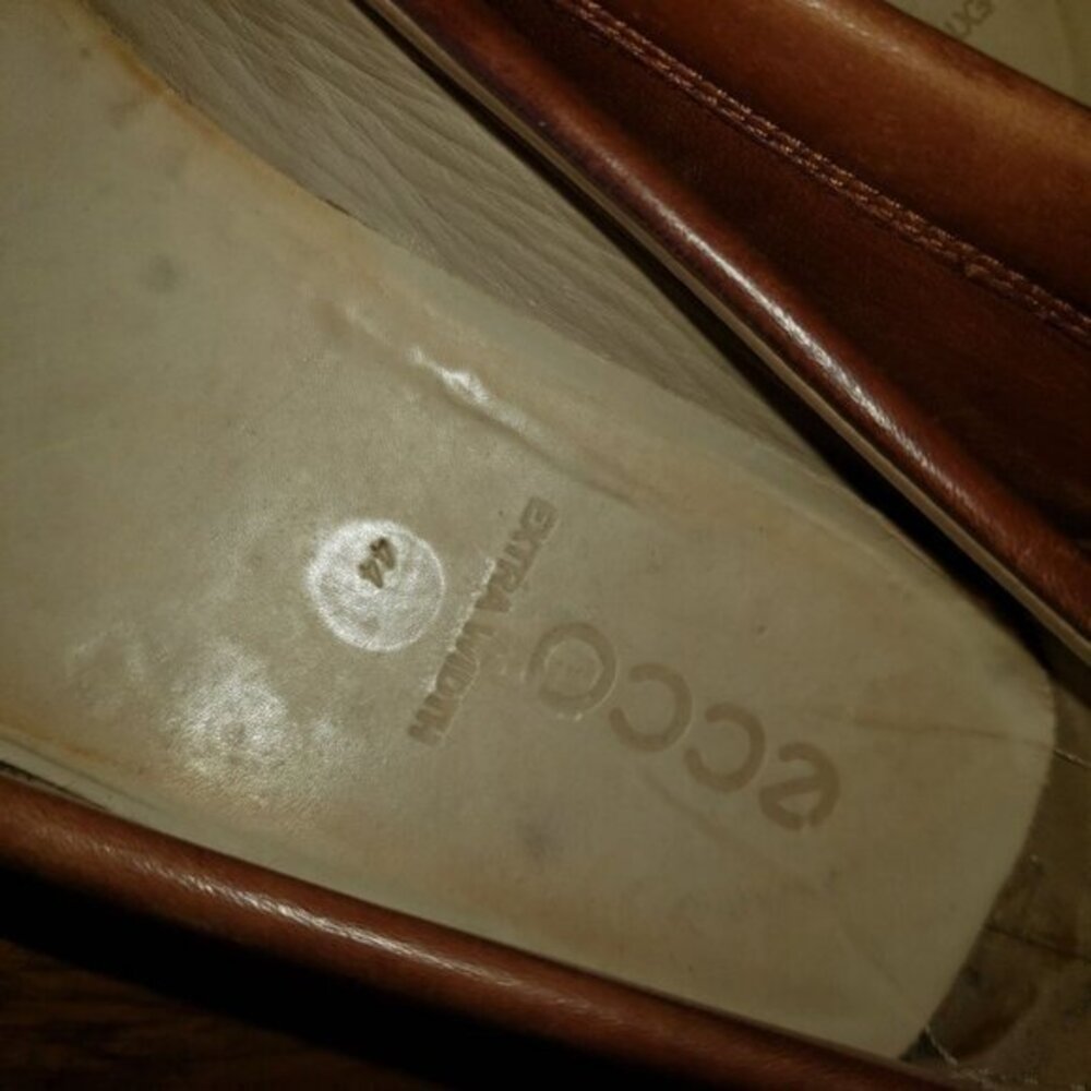 ecco Driving Shoes Loafer Slip-on Leather Mens Size 44 10-10.5 EXTRA WIDTH - Picture 10 of 15